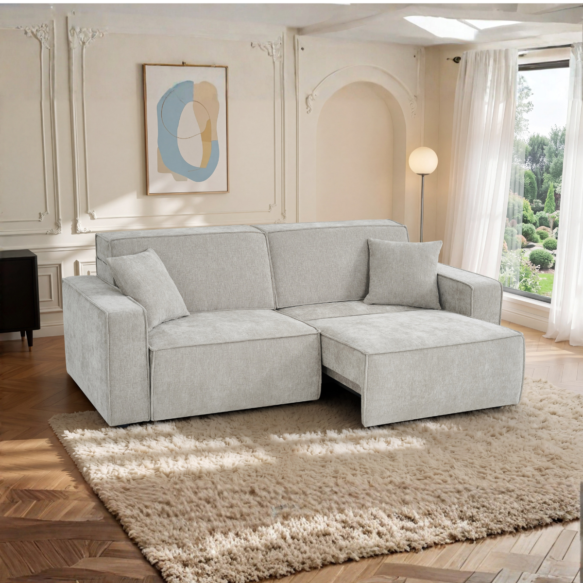Louie Electric Sofabed Beige 3 Seater - AMC Furniture