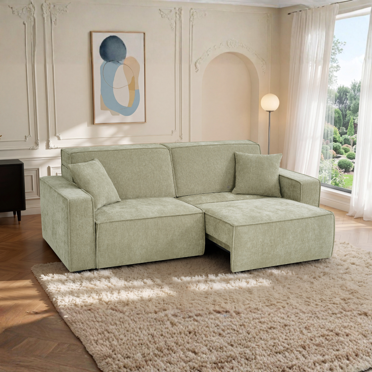 Louie Electric Sofabed Green 3 Seater - AMC Furniture