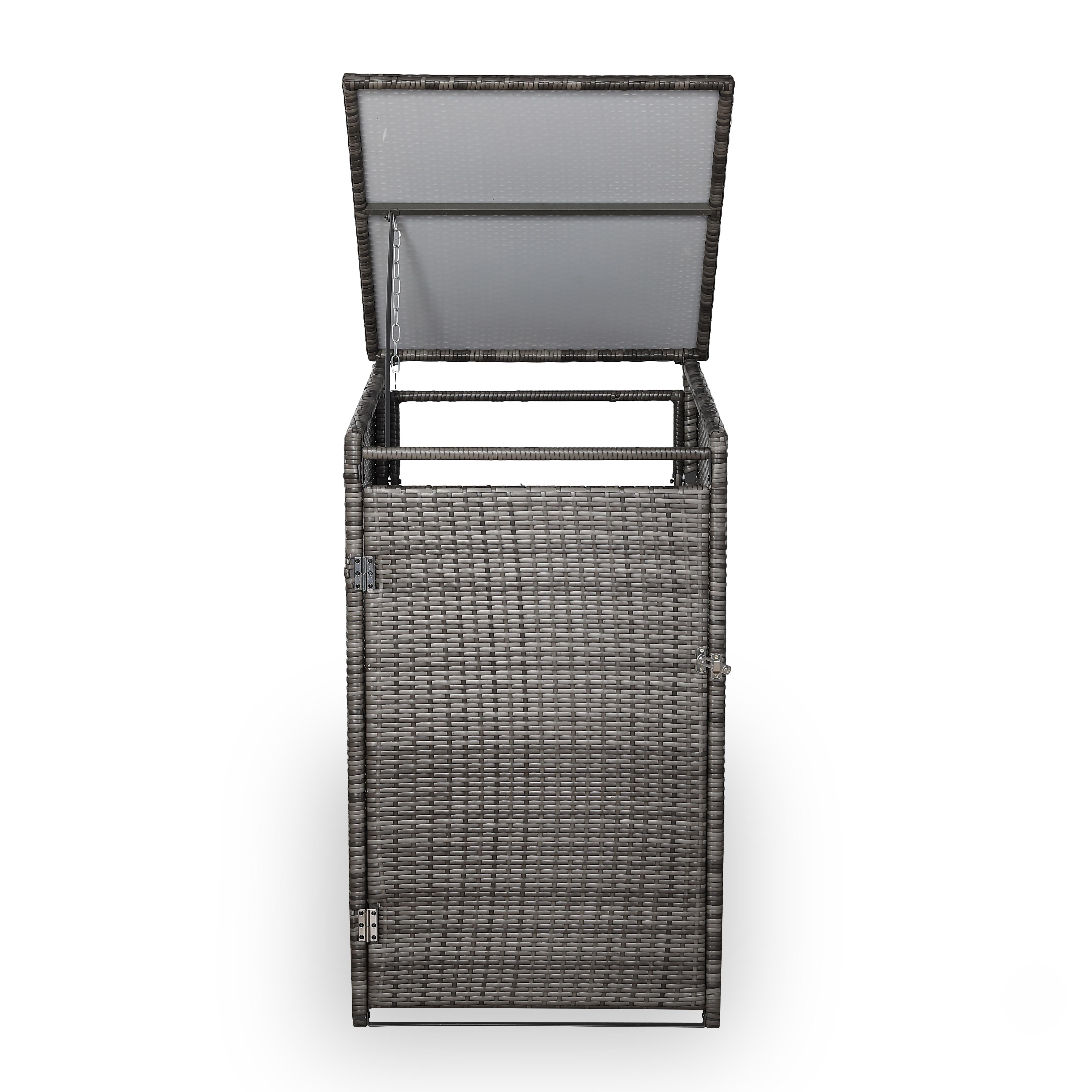 Double Wheelie bin shed / store in Grey Rattan Weave - AMC Furniture