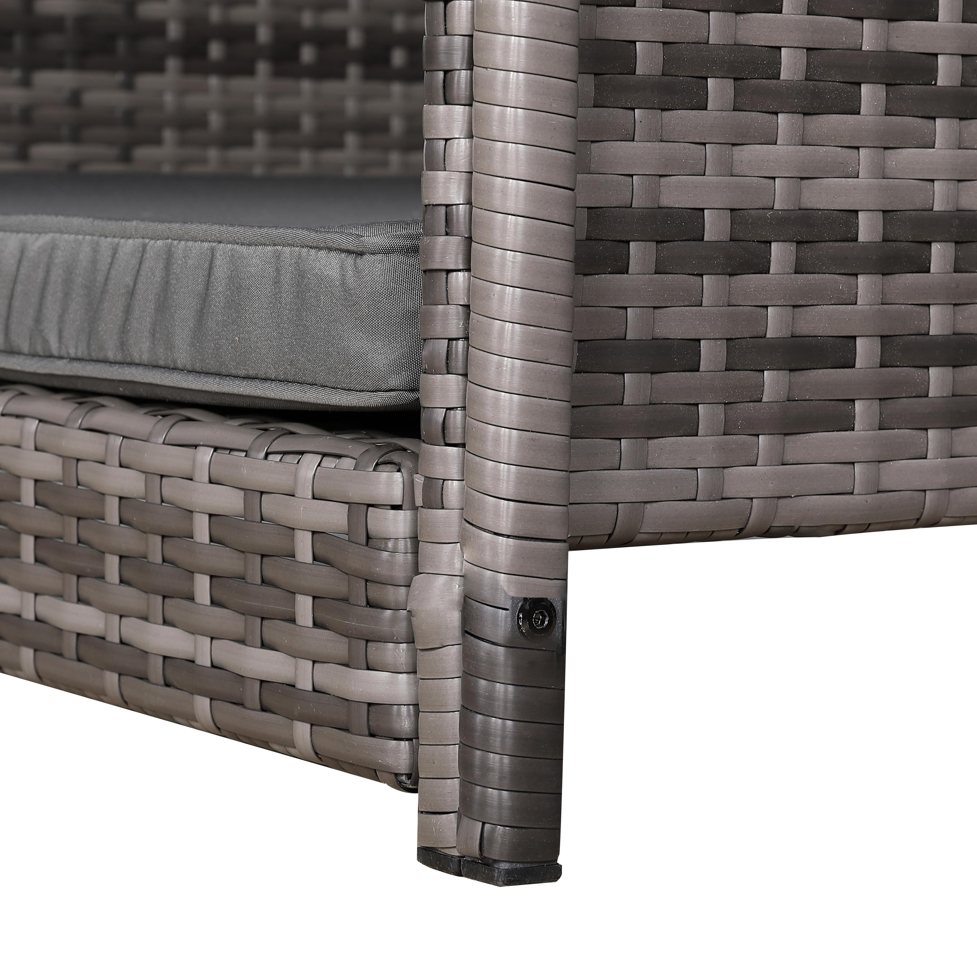 Medium Rattan Dog Bed for Indoor/Outdoor with Removable Roof and Cushion in Grey - AMC Furniture