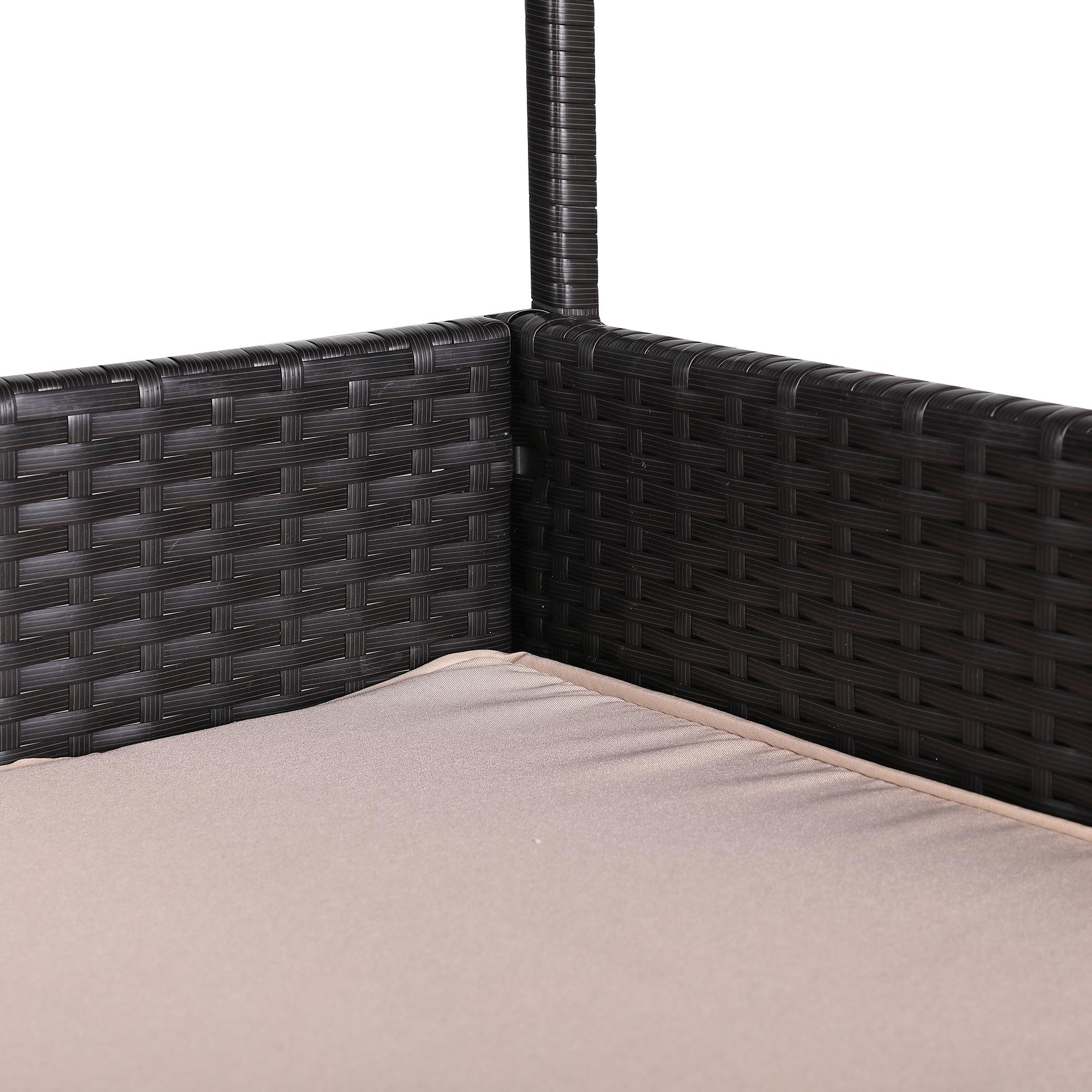 Medium Rattan Dog Bed for Indoor/Outdoor with Weatherproof Roof and Removable Cushion Lounge in Brown Weave - AMC Furniture