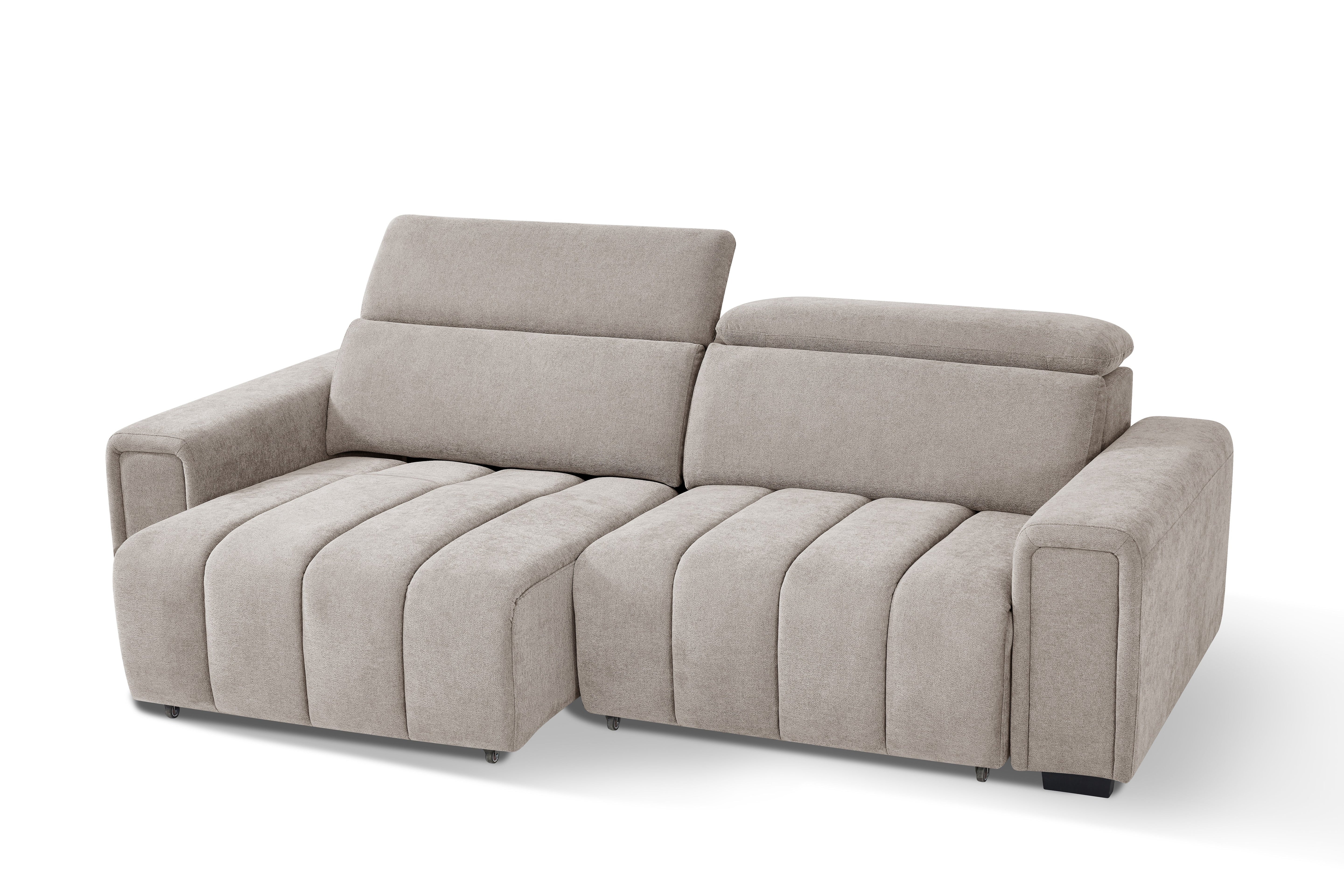 April Electric Sofabed Beige 3 Seater - Beige - Side View