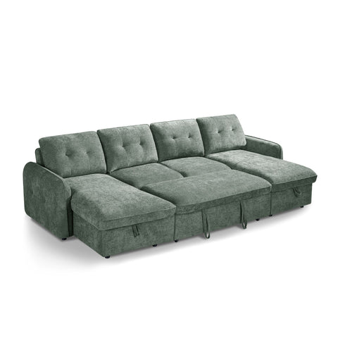 Thea U Shape Corner Sofa Bed in Green