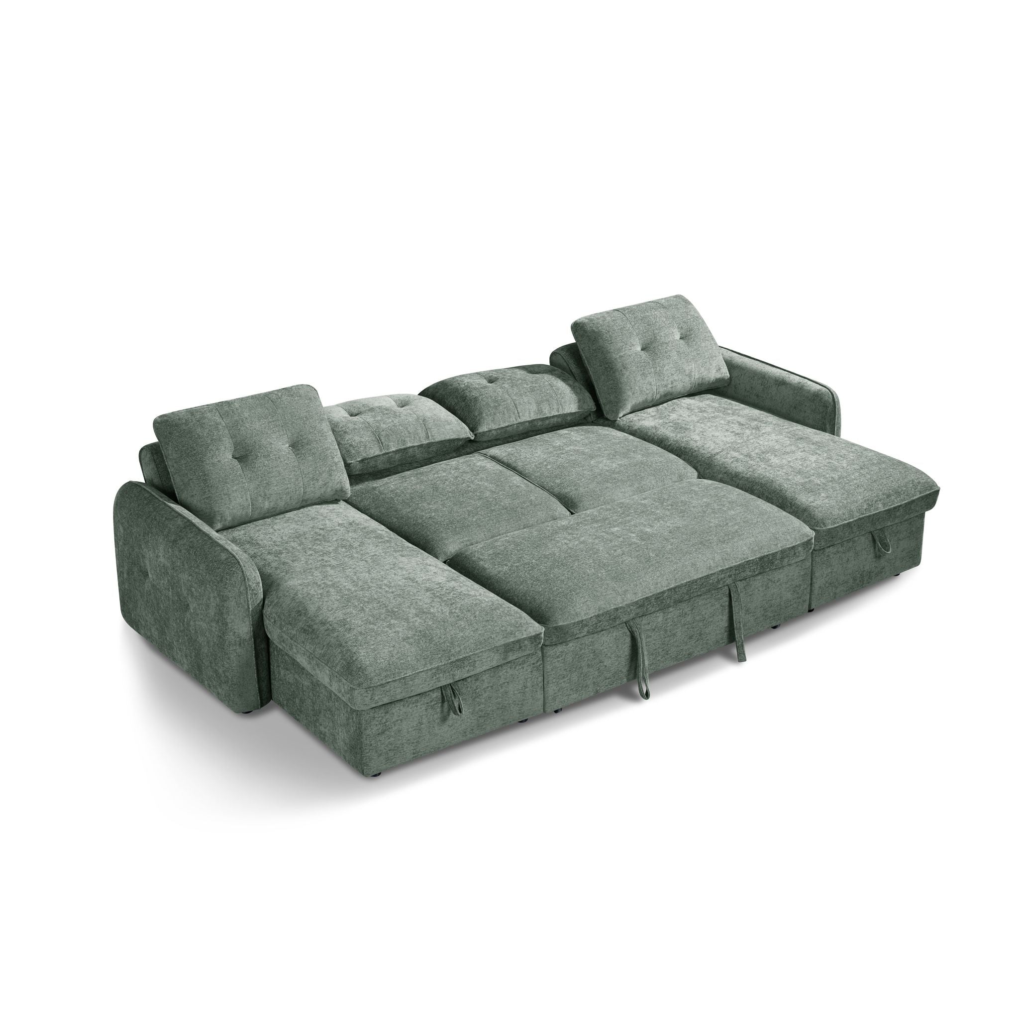Thea U Shape Corner Sofa Bed in Green - Sofa Bed View