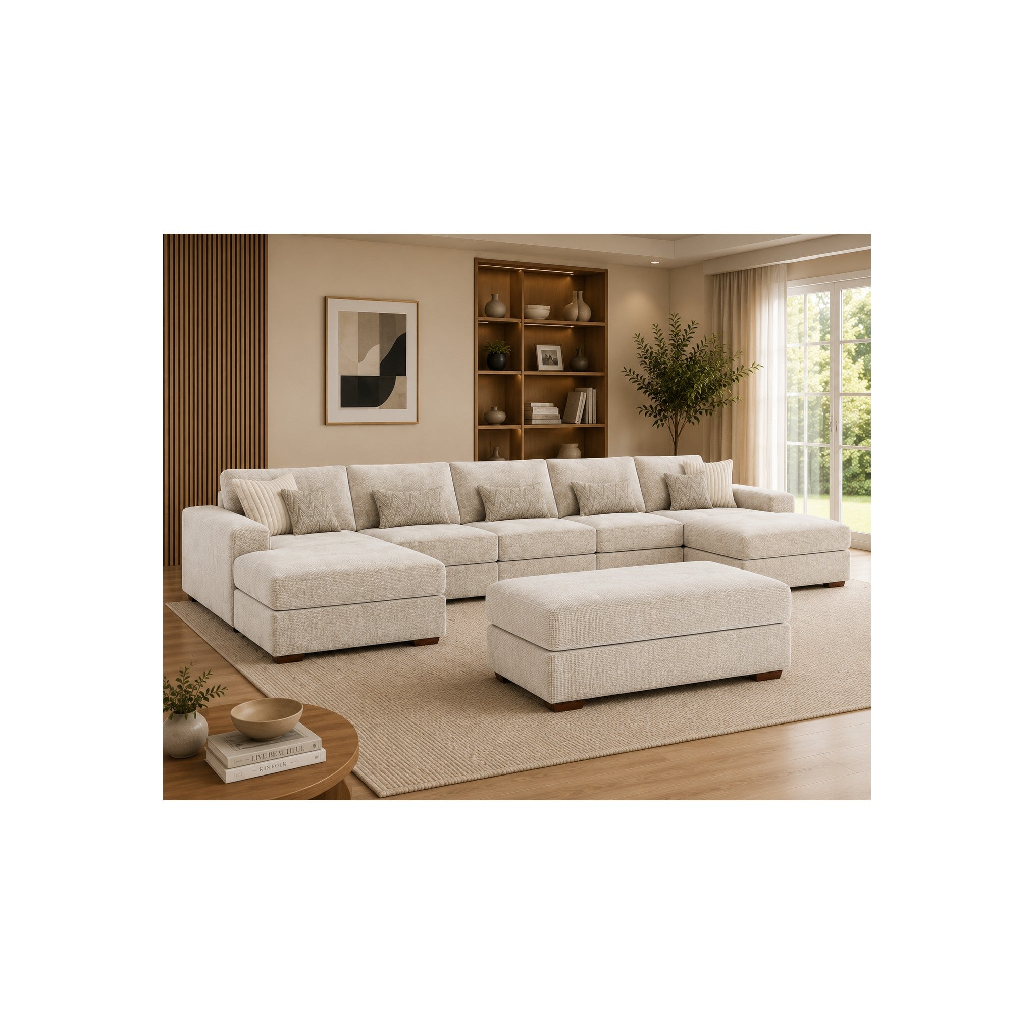 Nola Large U Shape and Large Footstool Deal in Violet Stone - Lifestyle