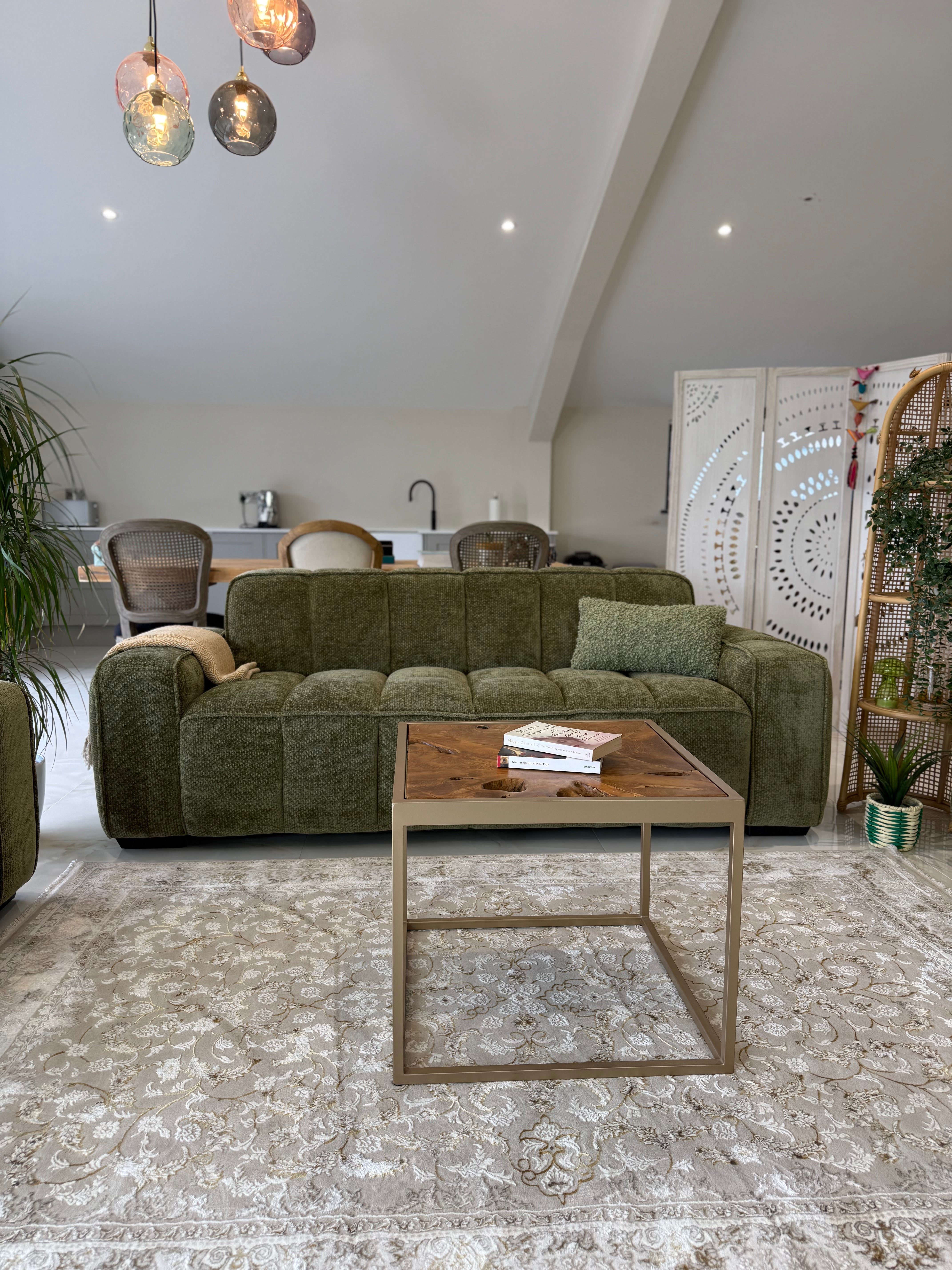 Romy 3 Seater Sofa in Olive - Lifestyle View 1
