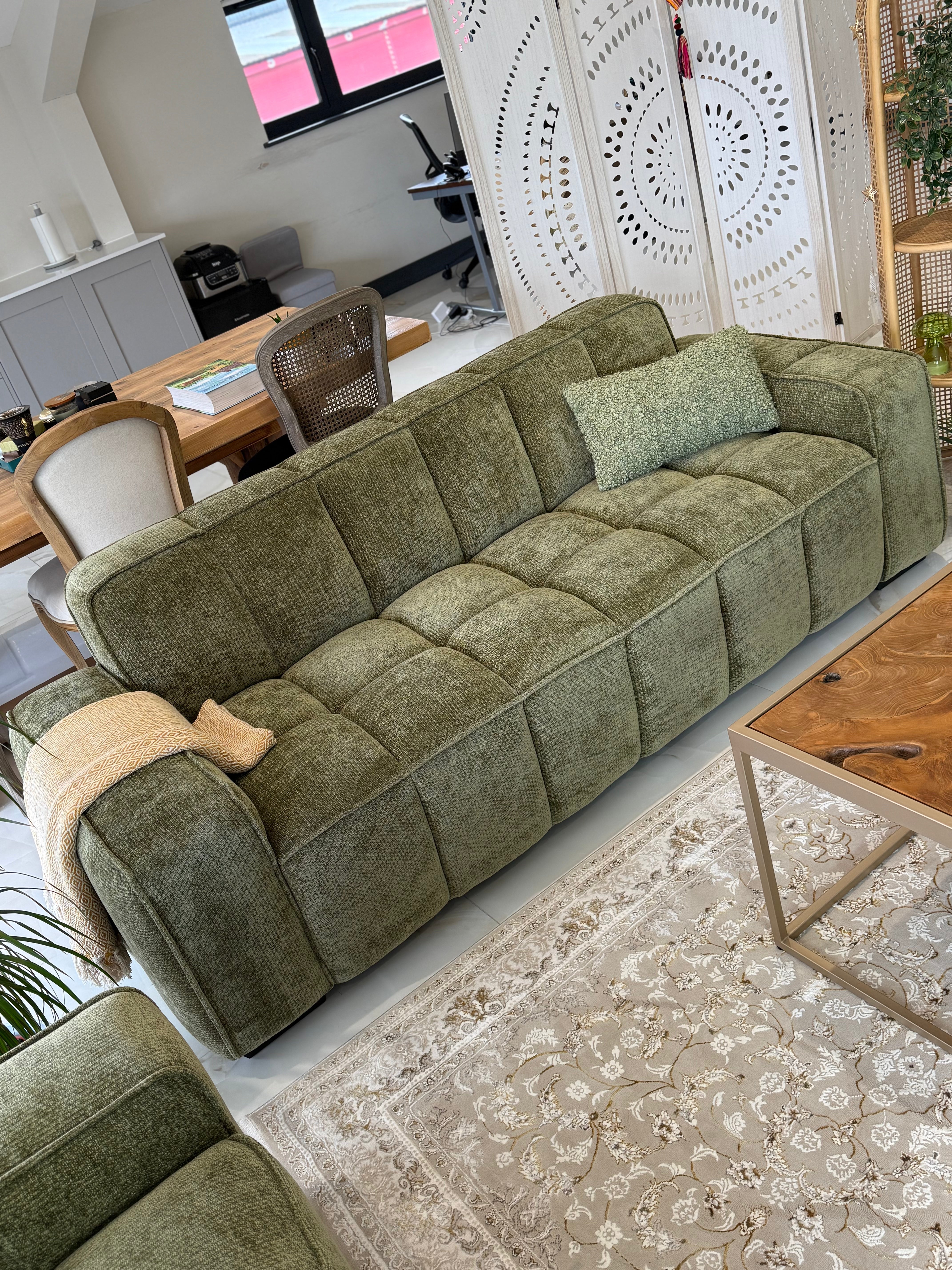 Romy 3 Seater Sofa in Olive - Lifestyle View 3