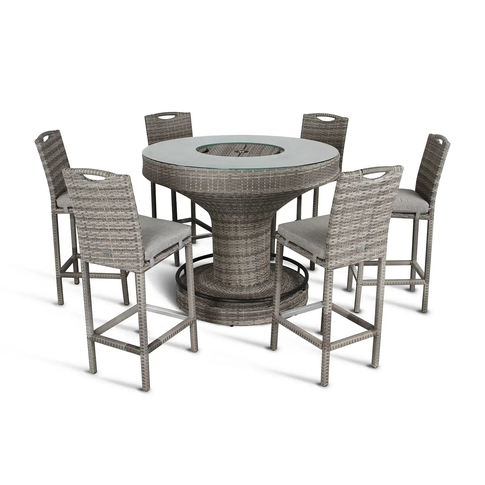 Oxford  Aluminium frame Round Bar Set with Ice Bucket in Stone Brown Grey Weave - AMC Furniture