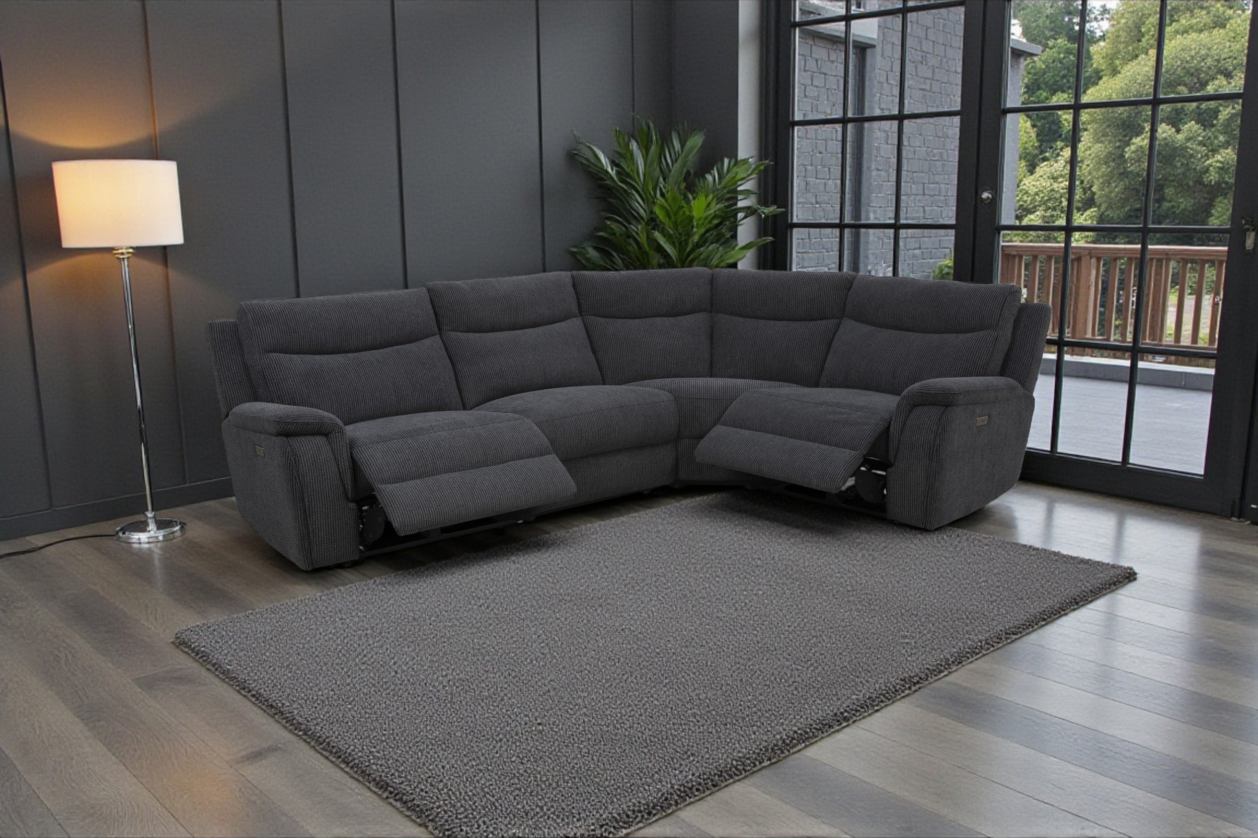 Sabre Power Reclining Corner Sofa front angle view