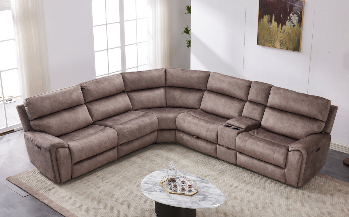 Orlando Large Electric Corner Sofa in Truffle Meta Sofa