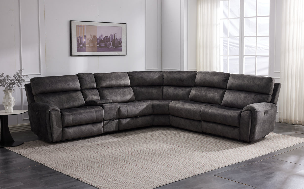 Orlando Large Electric Corner Sofa in Grey Meta Sofa