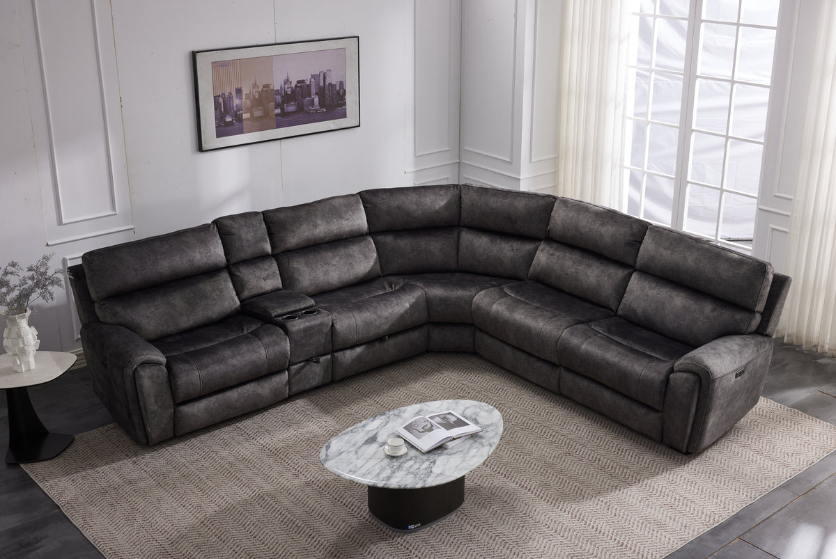 Orlando Large Electric Corner Sofa in Grey Meta Sofa