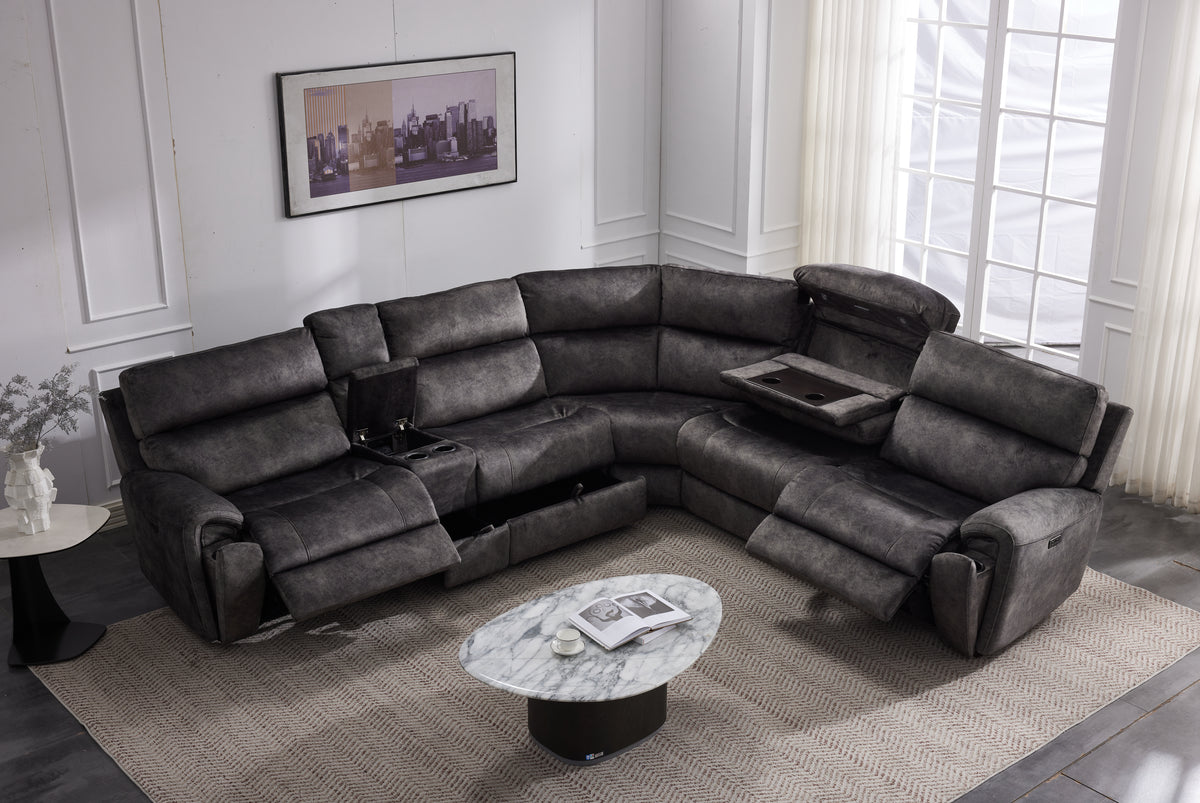 Orlando Large Electric Corner Sofa in Grey Meta Sofa