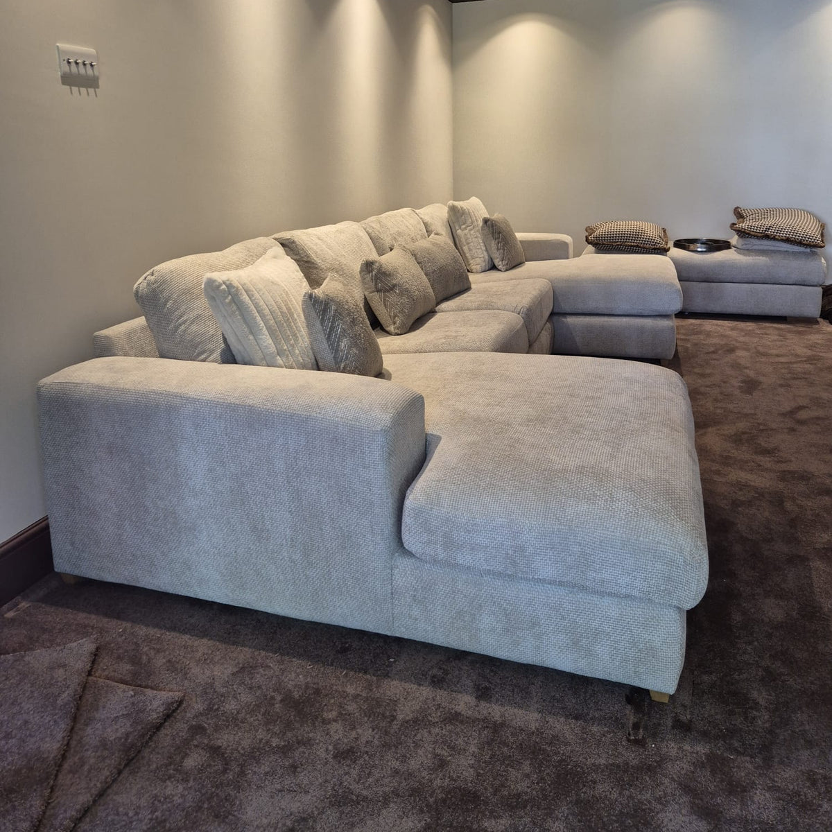 Nola Large U Shape Sofa in Violet Stone Lebus