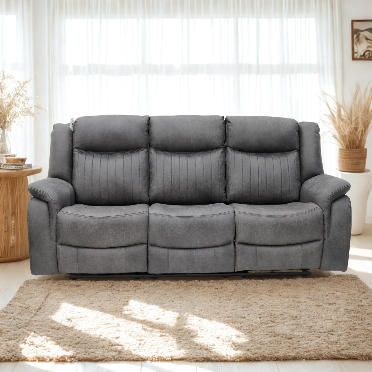 Strand Electric Recliner Sofa Grey 3 Seater - AMC Furniture