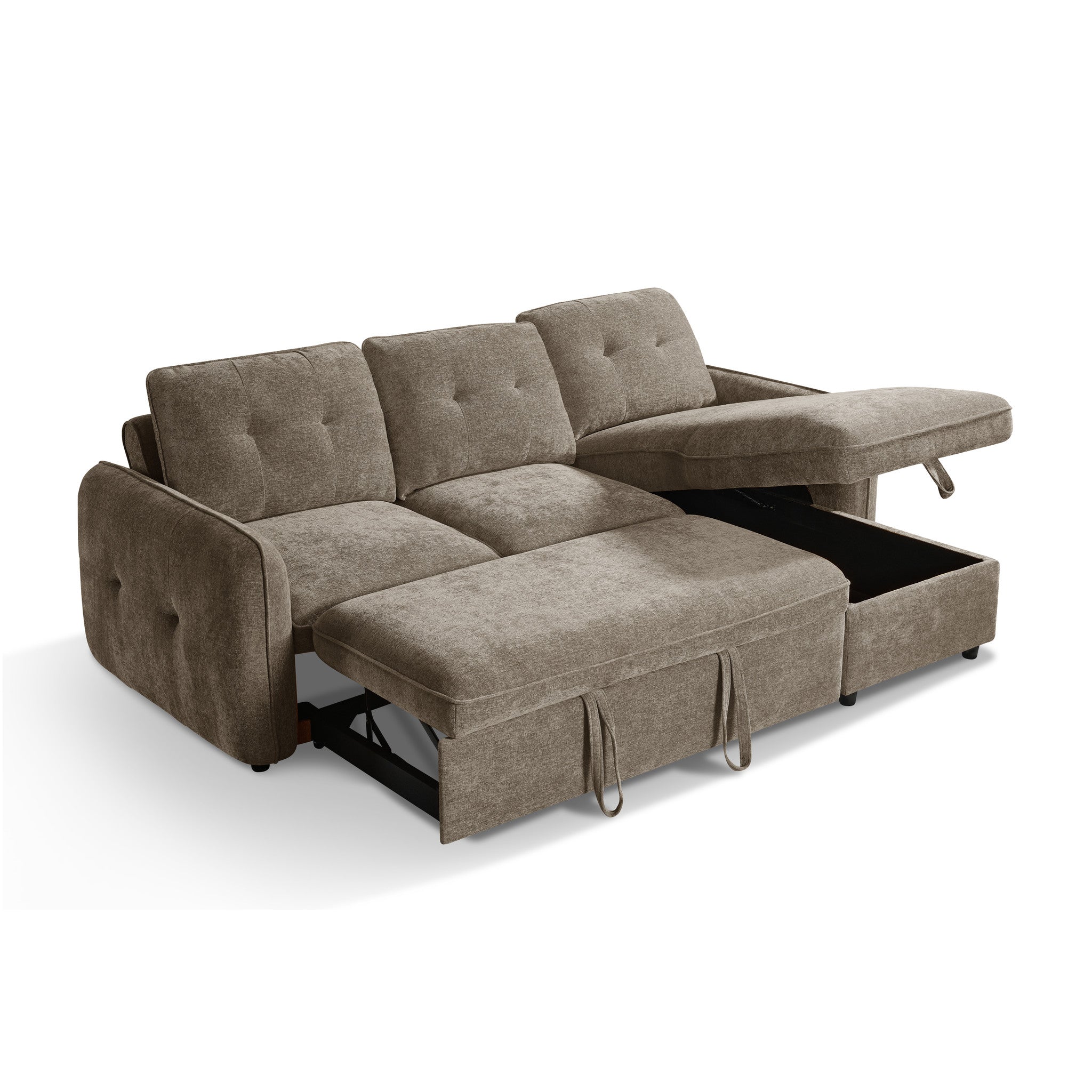 Thea Universal Corner Sofa Bed - Brown - Studio View 2