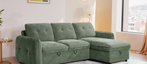 Thea Universal Corner Sofa Bed in Green