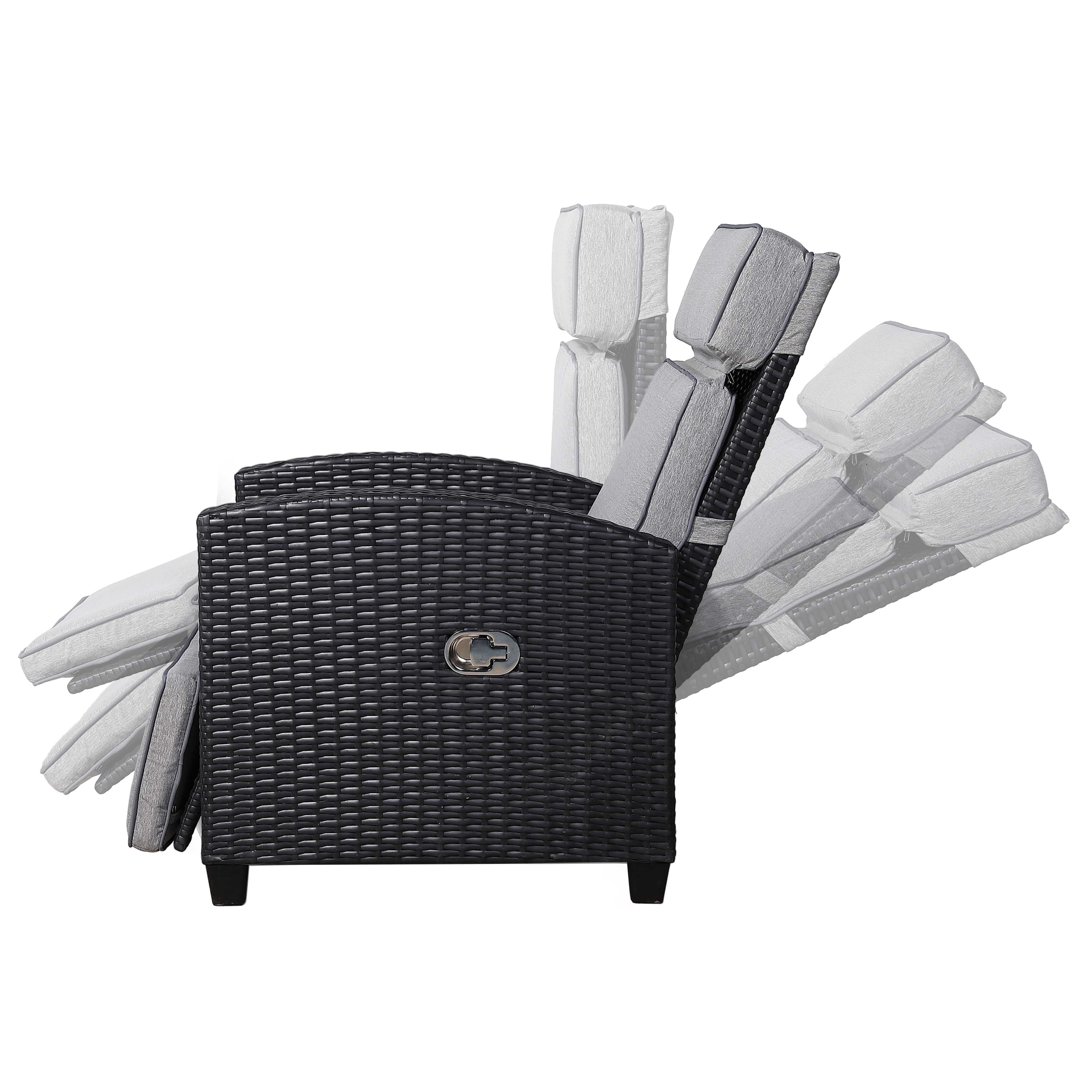 Pair of Catalina Reclining Armchairs with Flip Table in Black - AMC Furniture