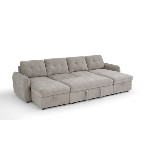 Thea U Shape Corner Sofa Bed in Beige