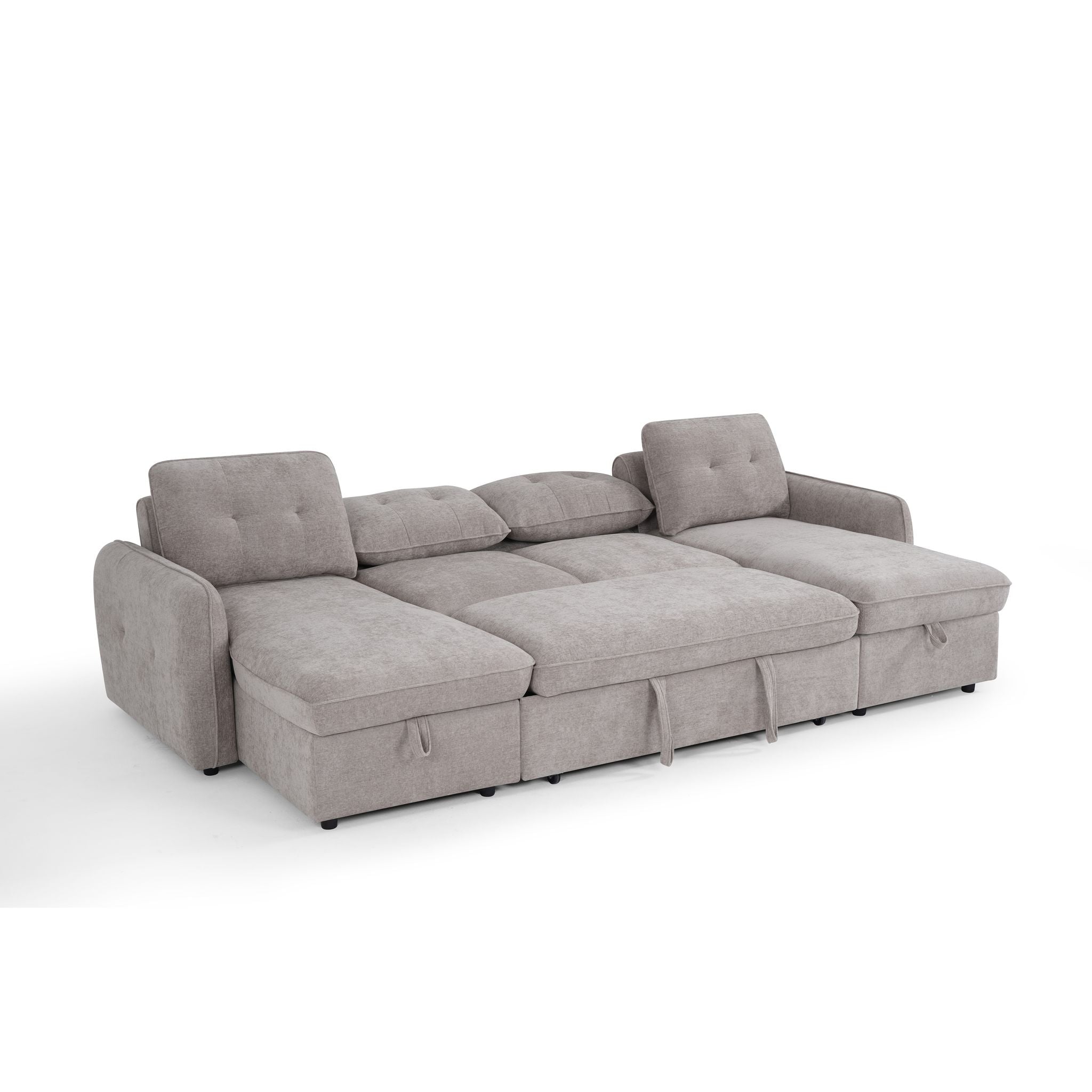 Thea U Shape Corner Sofa Bed in Beige - Studio View 3 Full Square