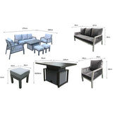 Bettina 7 seat sofa set in Grey powder coat with gas lift table (6722091089984)