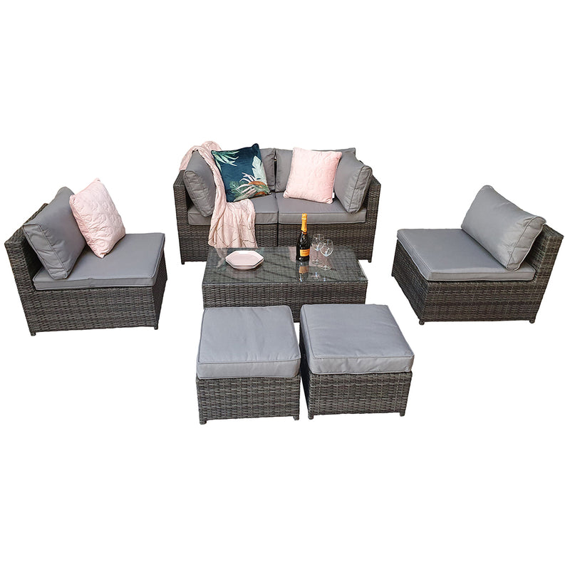 Chelsea modular sofa with storage inside the arms - 8mm mixed flat grey weave (6722091647040)