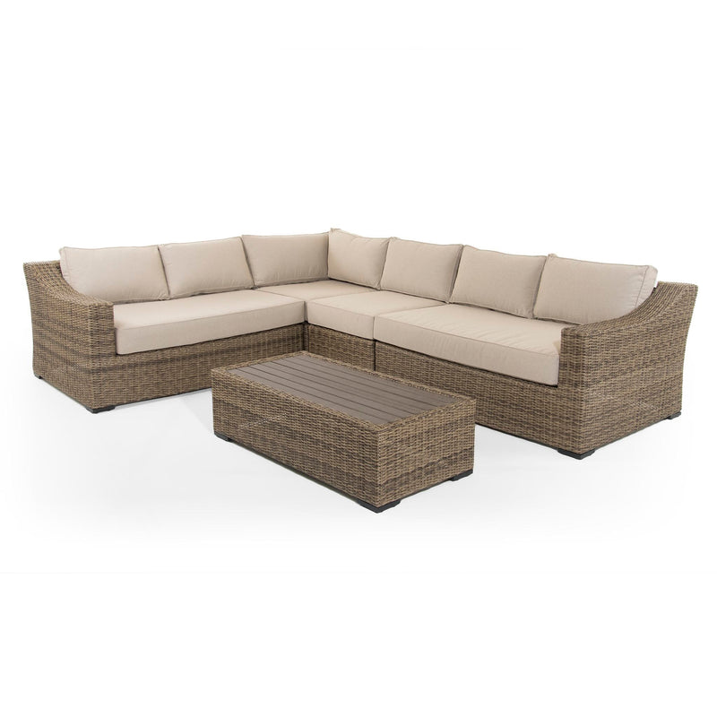 Halley Extra Large Modular Corner Sofa with Coffee Table in Brown Rattan (6716125872192)