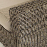 Close up Arm of the Halley Extra Large Modular Corner Sofa with Coffee Table in Brown Rattan (6716125872192)