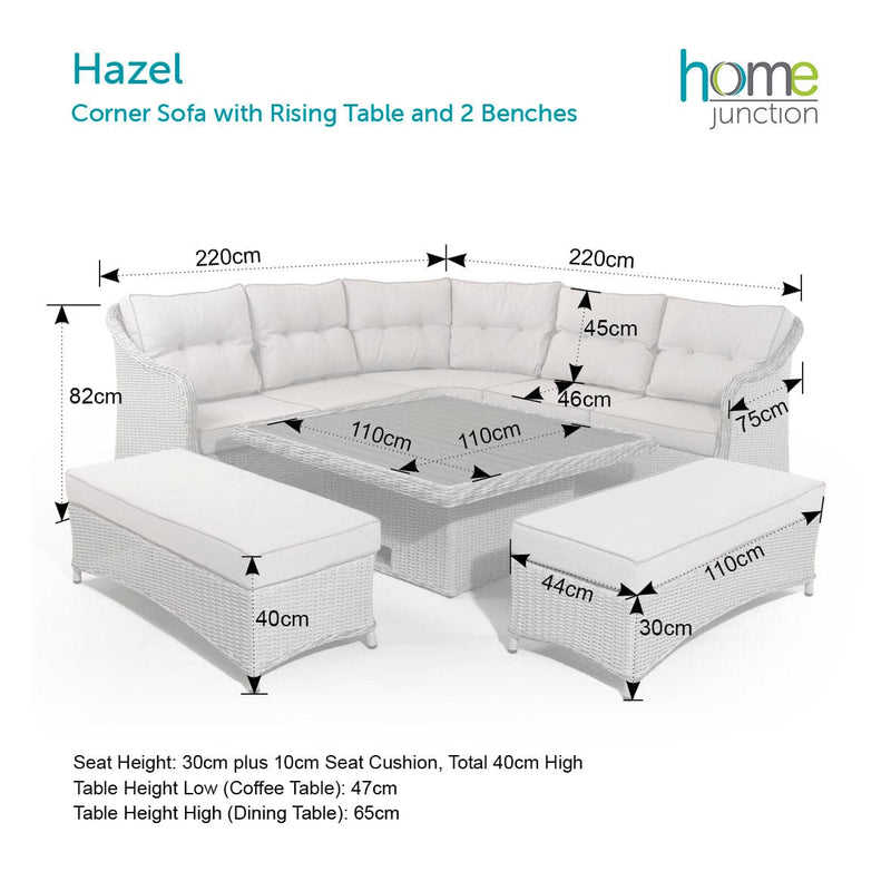 Dimensions Hazel Corner Sofa with Rising Table and 2 Benches in Brown Rattan (6716125806656)