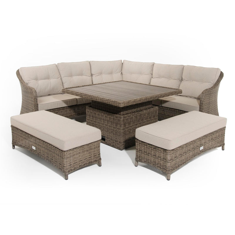 Products Hazel  Corner Sofa with Rising Table and 2 Benches in Brown RattanHazel Corner Sofa with Rising Table and 2 Benches in Brown Rattan (6716125806656)