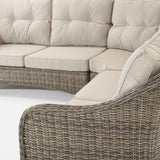 Close up of cushions of the Hazel Corner Sofa with Rising Table and 2 Benches in Brown Rattan (6716125806656)