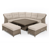Hazel Corner Sofa with Rising Table and 2 Benches in Brown Rattan (6716125806656)