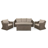 Indigo 3 Seater Sofa with 2 Armchairs and Coffee Table in Brown Rattan (6716126068800)