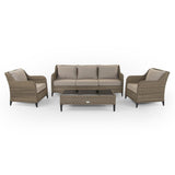 Isla 3 Seater Sofa with 2 Armchairs and Coffee Table in Brown Rattan (6716126167104)