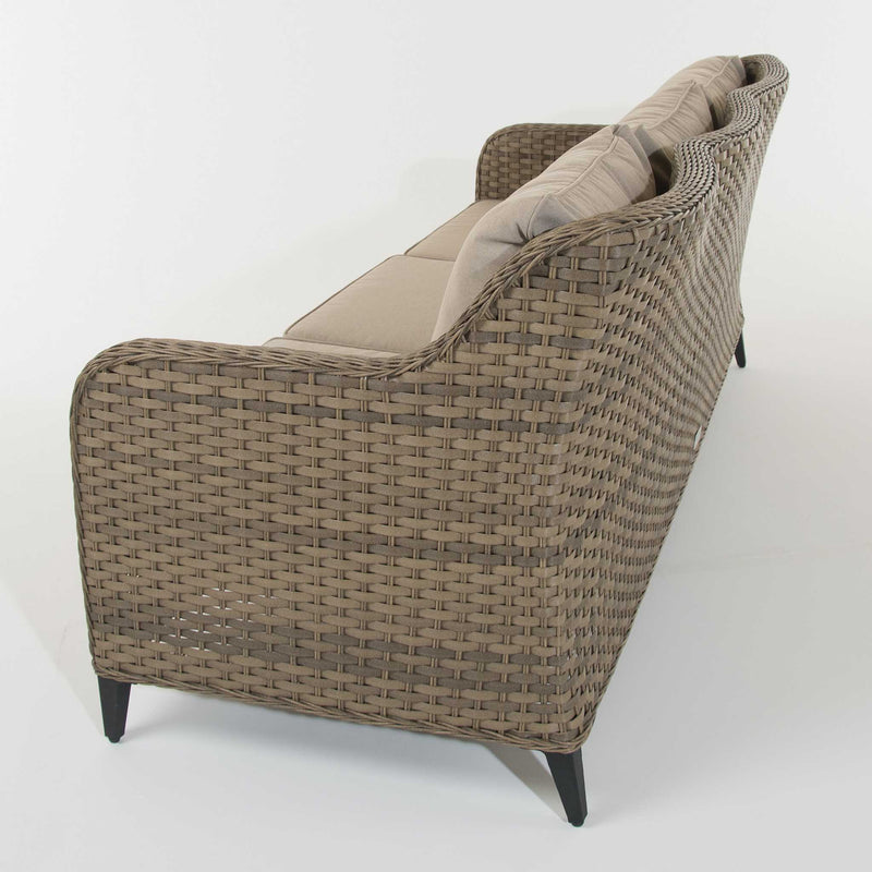The back of Isla 3 Seater Sofa with 2 Armchairs and Coffee Table in Brown Rattan (6716126167104)