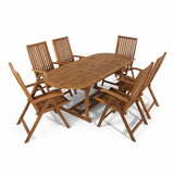 Acacia Oval Dining Table with 6 Chairs (6716126363712)