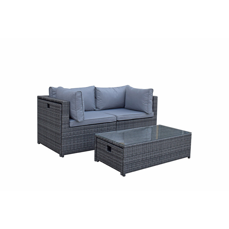 Chelsea modular sofa with storage inside the arms - 8mm mixed flat grey weave (6722091647040)